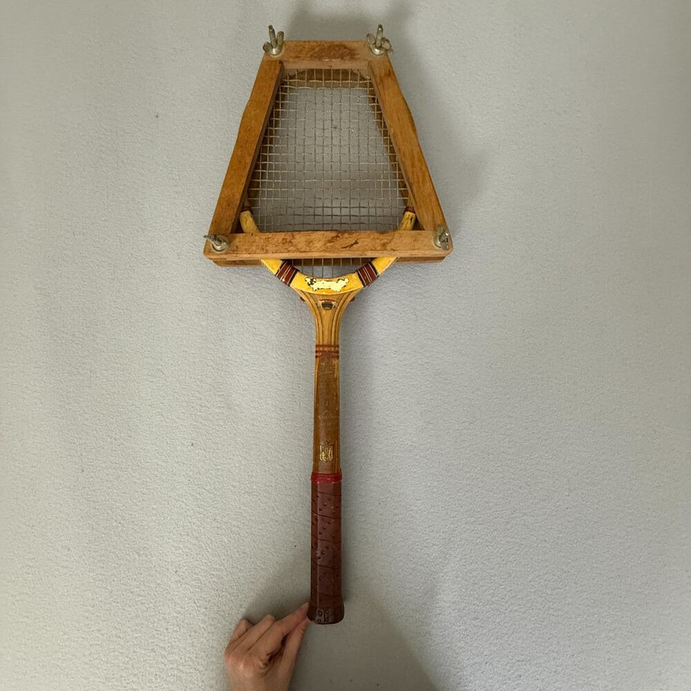 Vintage Dunlop Maxply Wooden Tennis Racquet with Wood Press Frame Red Grip